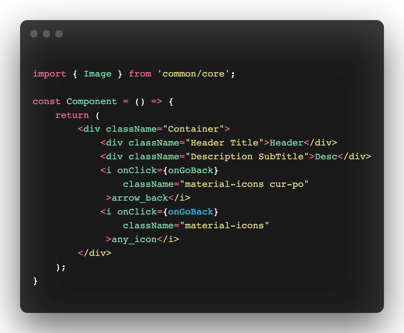 Previous code example